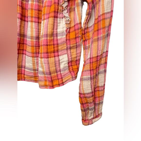 WE THE FREE FREE PEOPLE Siena Plaid Pullover Blouse Sz Small Autumn Cottagecore - Picture 5 of 14